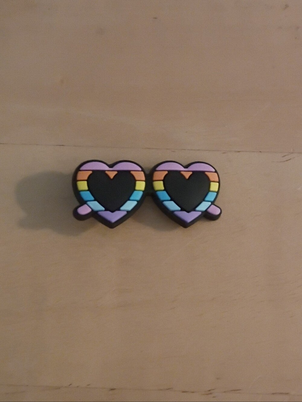 10 for $10 Jibbitz Croc Charms - Double Heart Rainbow Striped - New Shoe Charm